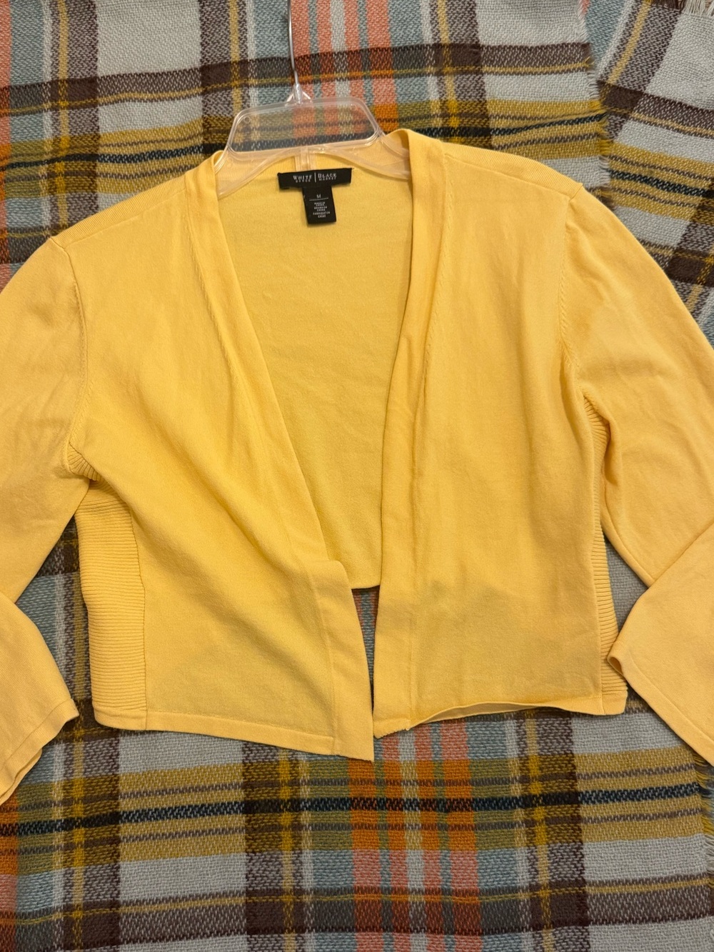 WHITE HOUSE BLACK MARKET Yellow Open-Front Womens Cardigan